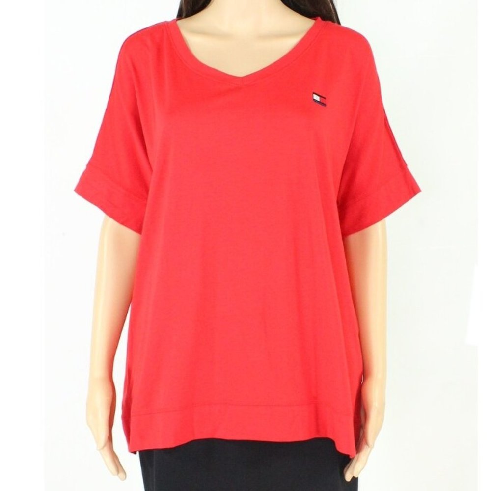 Tommy Hilfiger Sport women's XL boating sailing short sleeve v-neck shirt